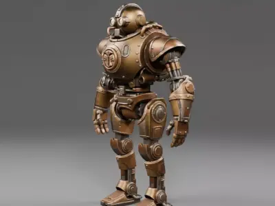 Copper Robot Character 3D Model Low-poly 3D model