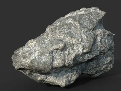 Low poly Damaged Granite Rock B 200101 Low-poly 3D model