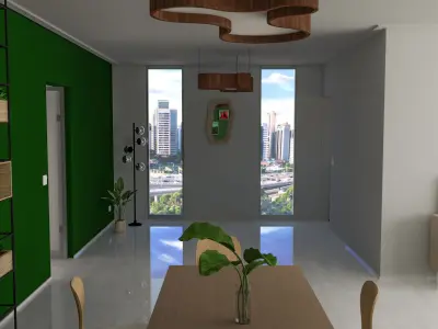Apartment Modern Living Room Kitchen and Balcony 2022 3D model