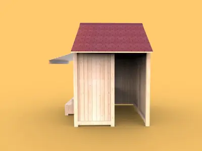Wooden stand shed stall market version 1 3D model
