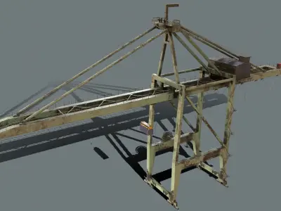 PBR Quayside Container Crane Version 1-  Green Light Low-poly 3D model