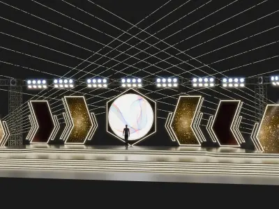 Entertainment Concert Event Stage 3D Model with Lights 3D model