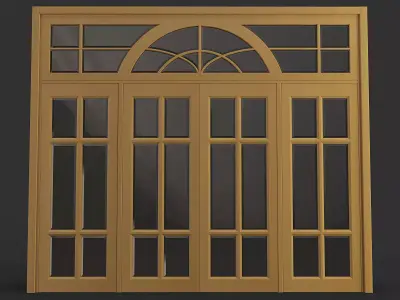 Large Entry Door with Glass Inserts 3D model