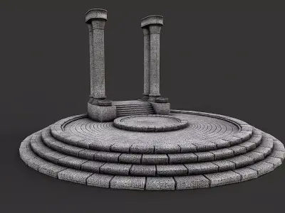 Ancient Circular Stone Platform Altar 2 Low-poly 3D model
