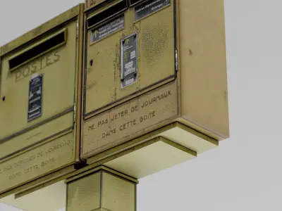 French Post Box Low-poly 3D model