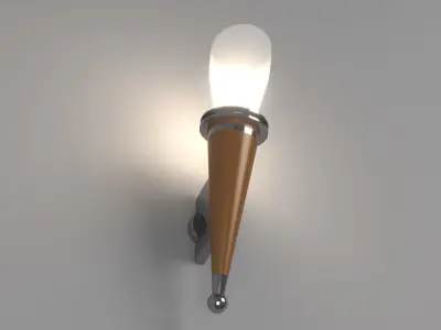 Sconce wall light with wooden cone 3D model