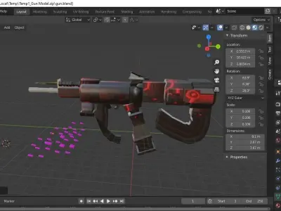 Sci FI Machine Gun  Low-poly 3D model