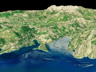 Lefkada island 3d model terrain Low-poly 3D model