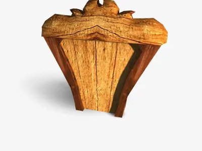 Door wooden Low-poly 3D model