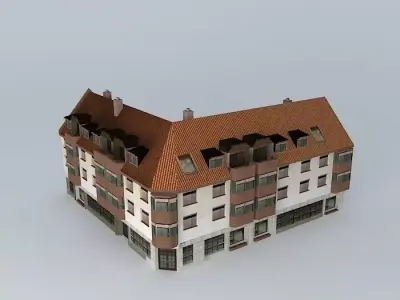 80ies Residential Building Low-poly 3D model