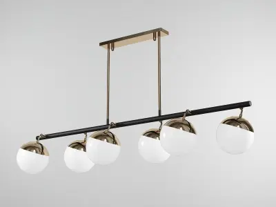 ANVIK five light chandelier with brass and globes 3D model