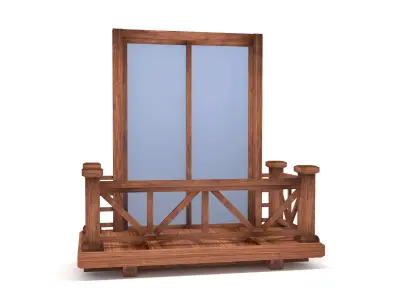 wooden window Low-poly 3D model shop