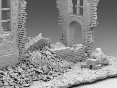 Walls of a ruined church 3D print model