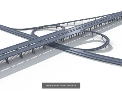 Highway Road Viaduct Flyover 3D Model Pack