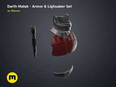 Darth Malak - Armor and Lightsaber Set 3D print model