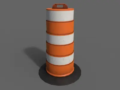 PBR Traffic Drum Barrel Orange Low-poly 3D model