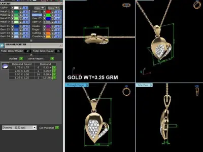 Women Pendant 3DM STL OBJ FBX Render Details 3D print model