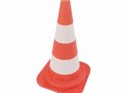 Traffic safety cone   Low-poly 3D model