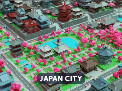 Japan City Low-poly 3D model