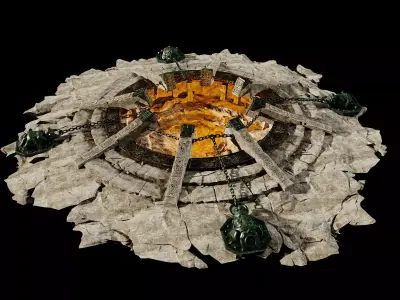Stylized Ritual Lava Pit - Game-Ready Ruins Arena 3D model