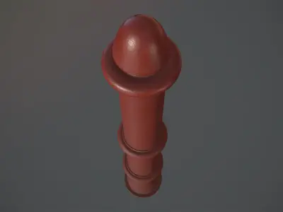 Barrier Bollard pack 5 Red v2 Low-poly 3D model