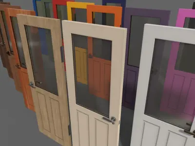 PBR Wood Door C1 Low-poly 3D model