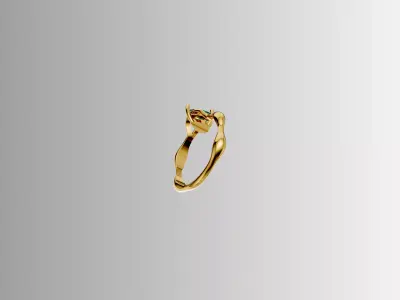 Modern Flow Solitaire Ring 3D print model
