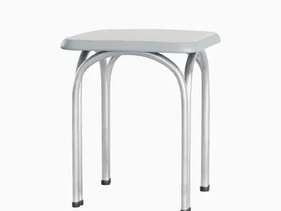 Silver Steel Stool 02 3D model