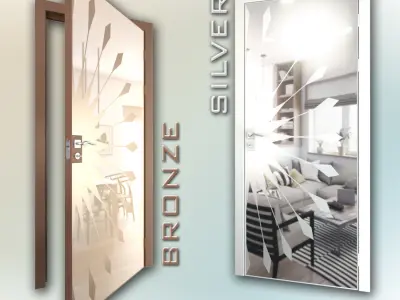 Mirrored door 02 Low-poly 3D model