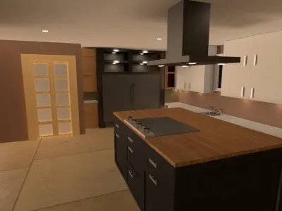 Kitchen with cabinets and appliances 3D model
