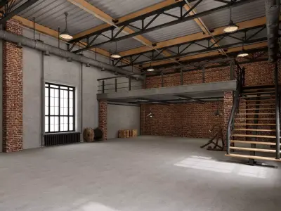 Warehouse industrial loft home office 3 3D model