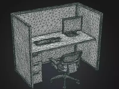 Office Workspace Cubicle  Low-poly 3D model