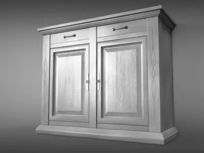 Sideboard wooden cabinet with two doors 3D model