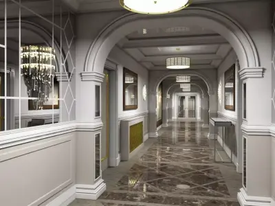 Grand Corridor Tileable Kit 3D model