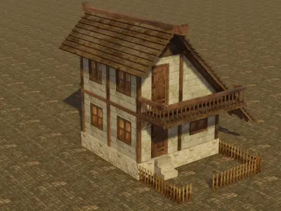 Medieval house 20 Low-poly 3D model
