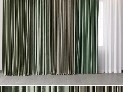 hadi curtain 83 green collection Low-poly 3D model