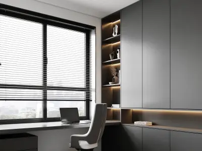 AR-22081 Gray House - Workingroom 3D Scene 3D model