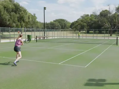 Tennis Court - Blender Scene Low-poly 3D model