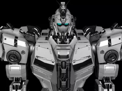 Gundam silver robot with eyes 3D model