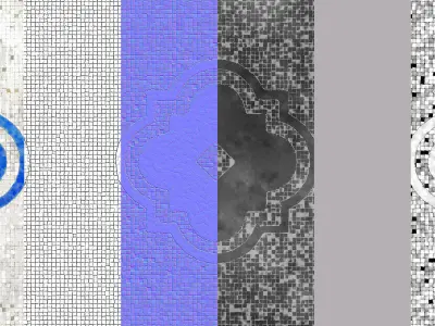 Mosaic Tiles Pattern 5 Seamless PBR Material Texture