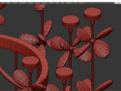 Crystal Flowers Chandelier Low-poly 3D model