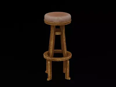 Wooden Stool  Low-poly 3D model