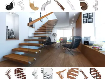 Modern Stairs Set 3D model