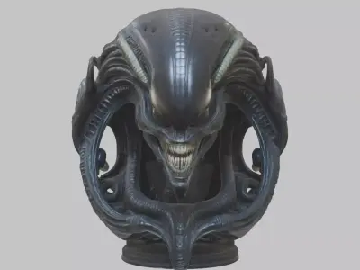 Alien Xenomorph Queen Head Bust Sculpture Low-poly 3D model