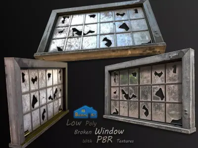 broken window - modular Low-poly 3D model