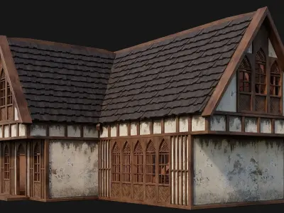 Old Medieval House Building 4K Textures GameReady 190 Low-poly 3D model