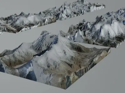 Highest Mountains in The World Everest etc Low-poly 3D model