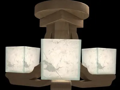 Wooden chandelier Triangular 3D model