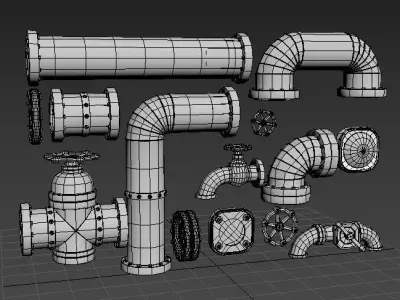 Game Assets Iron Tubes pack 3D model