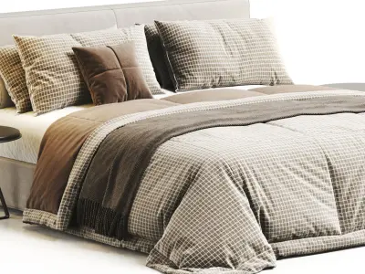 West Elm Curved Modern Upholstered Bed 3D model